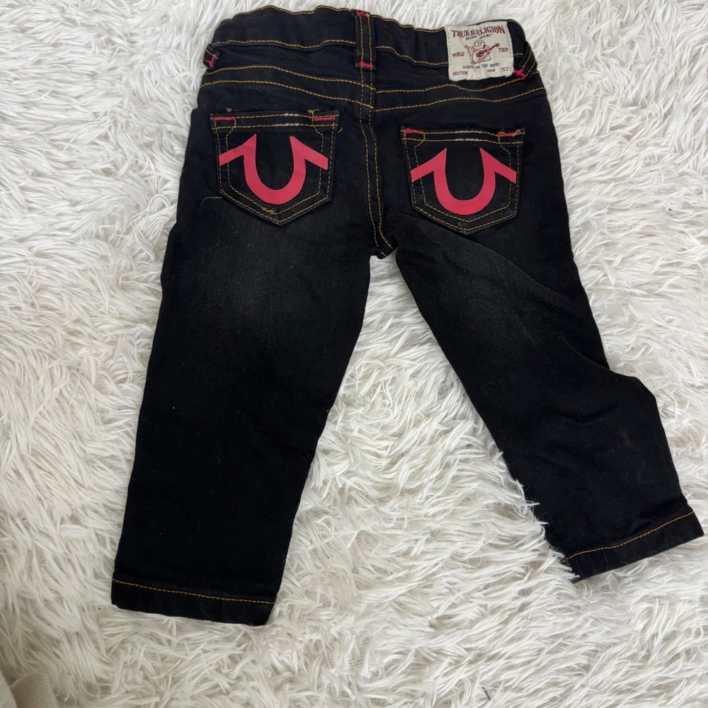 True Religion Kids Black Jeans 18M Toddler Denim Pants Horseshoe Flap Pockets